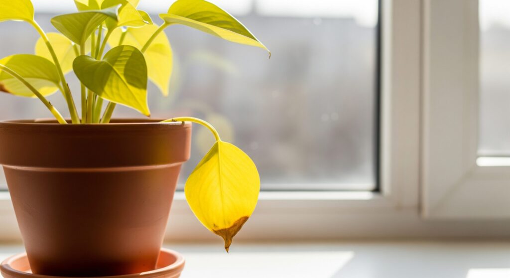 観葉植物の葉が黄色くなって落ちるサイン