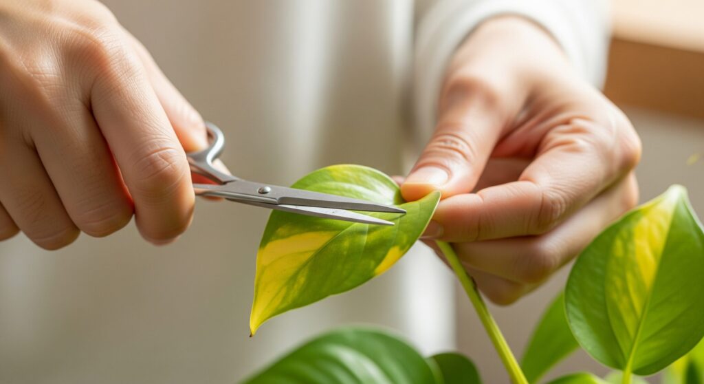 観葉植物の葉先が黄色くなった時の切り方は?