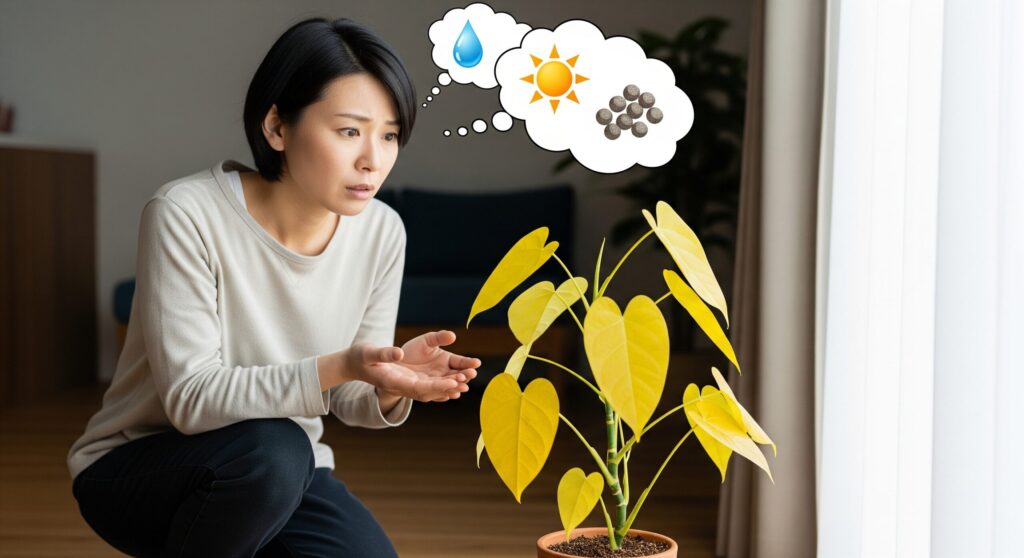 葉っぱが黄色い時、どうすればいいですか?