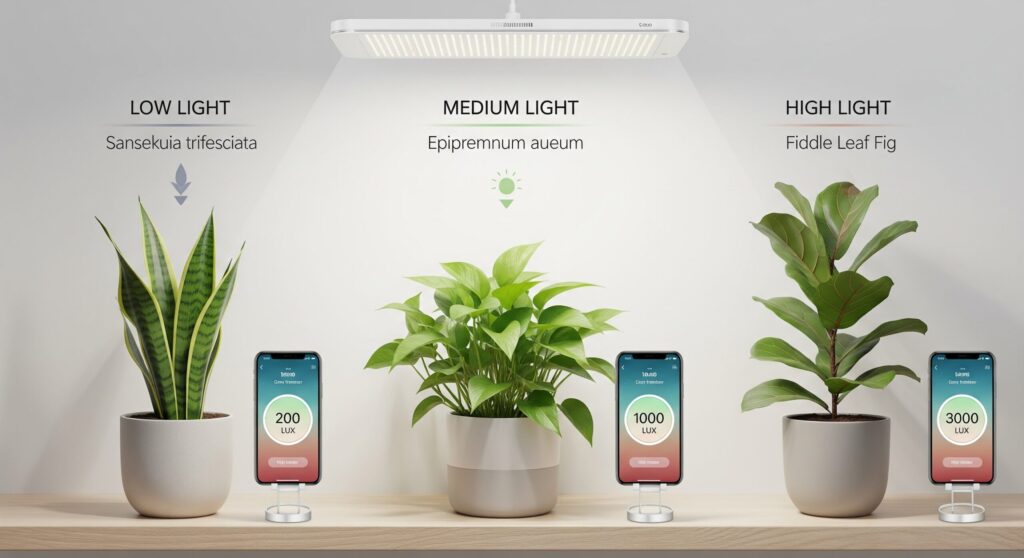 観葉植物へのLEDライト照射時間