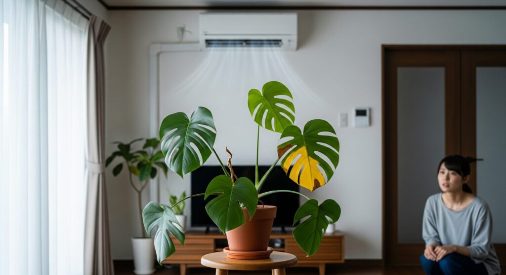 エアコンの真下に植物を置くのは避けるべき?