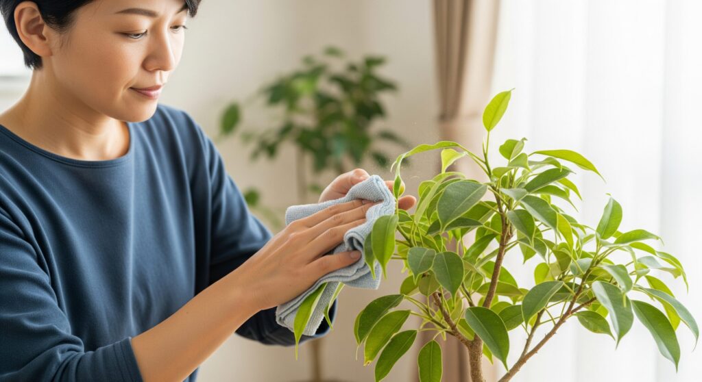 基本的な観葉植物のほこりの取り方
