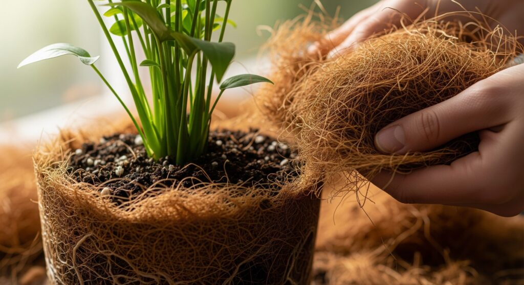 観葉植物の土隠しならココヤシファイバー