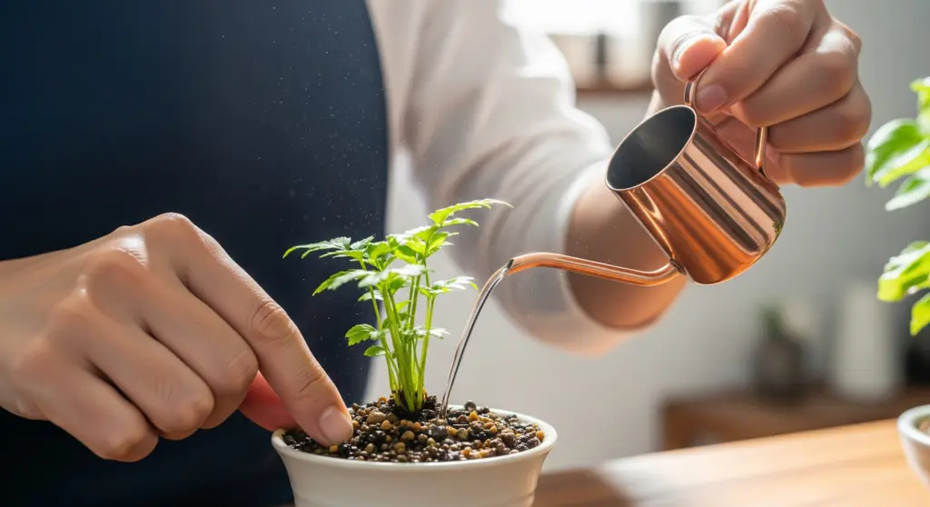 観葉植物の土隠しをした後の水やり方法