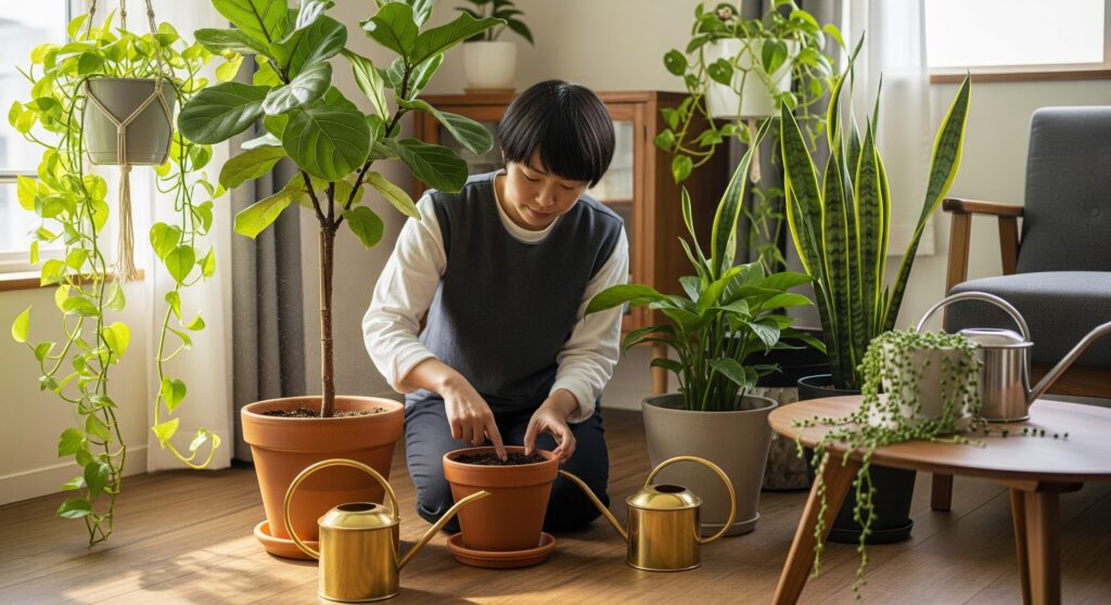 室内での観葉植物水やりの基本
