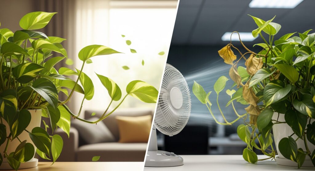 観葉植物に風を当てるとどうなる？