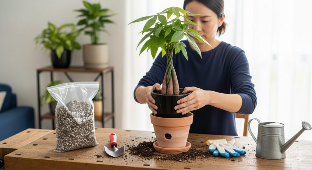 パキラの植え替え方法と最適な時期