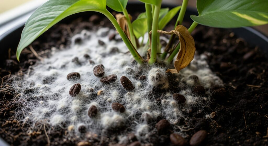 観葉植物のコーヒーかすにカビが生える原因