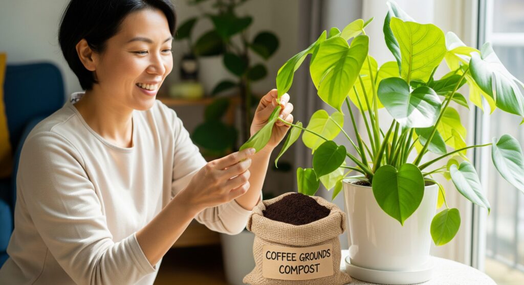 観葉植物とコーヒーかすの付き合い方