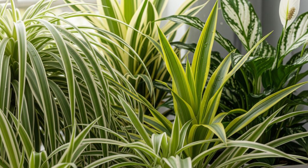 観葉植物で細い葉の斑入り品種