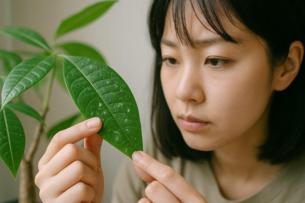 葉に付く白い粉はうどんこ病の可能性